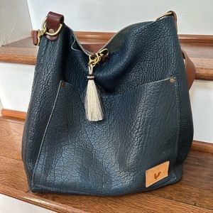 Meanwhile Back on the Farm Navy Leather Carryall & Crossbody